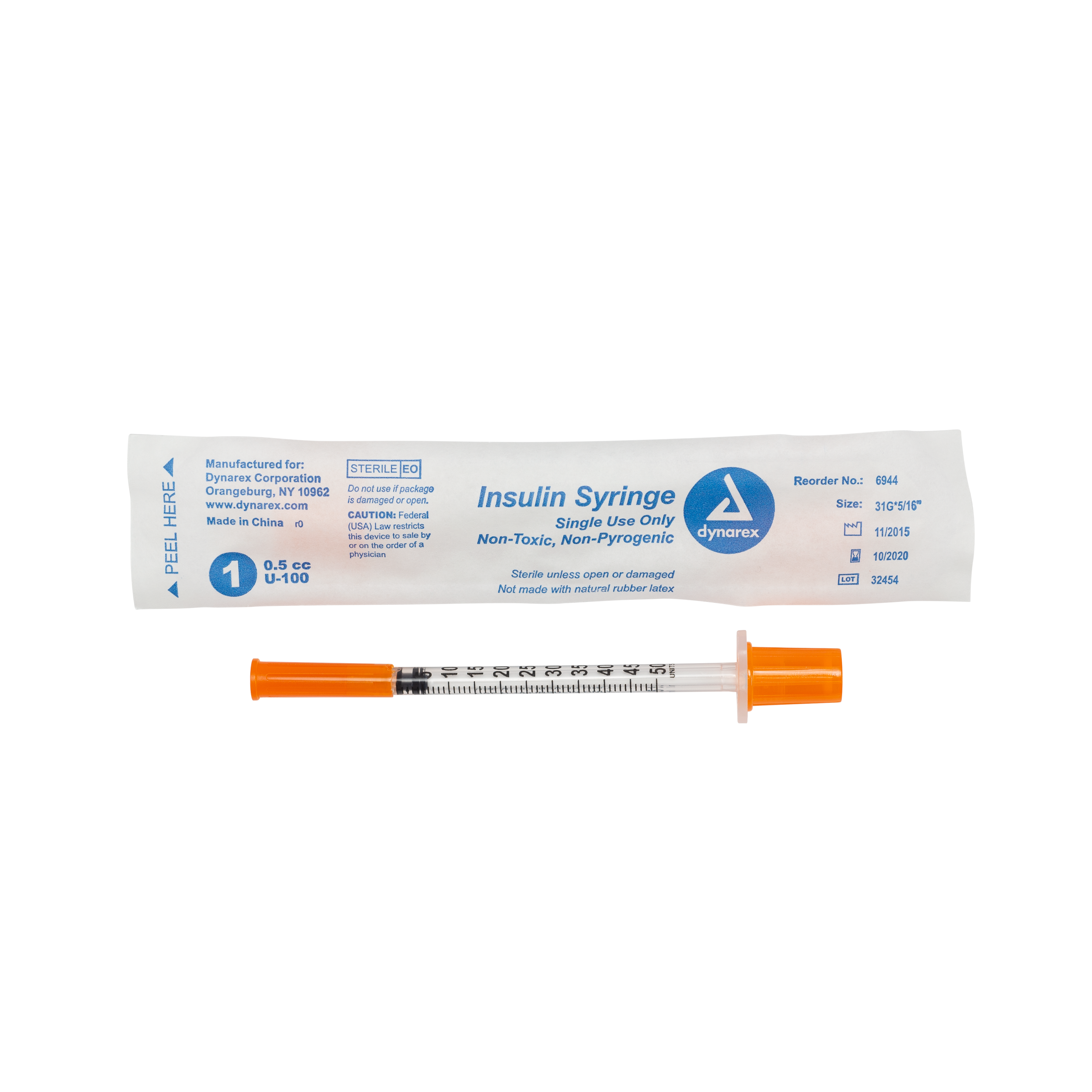 Insulin Syringe - Non-Toxic - Individual Wrapped