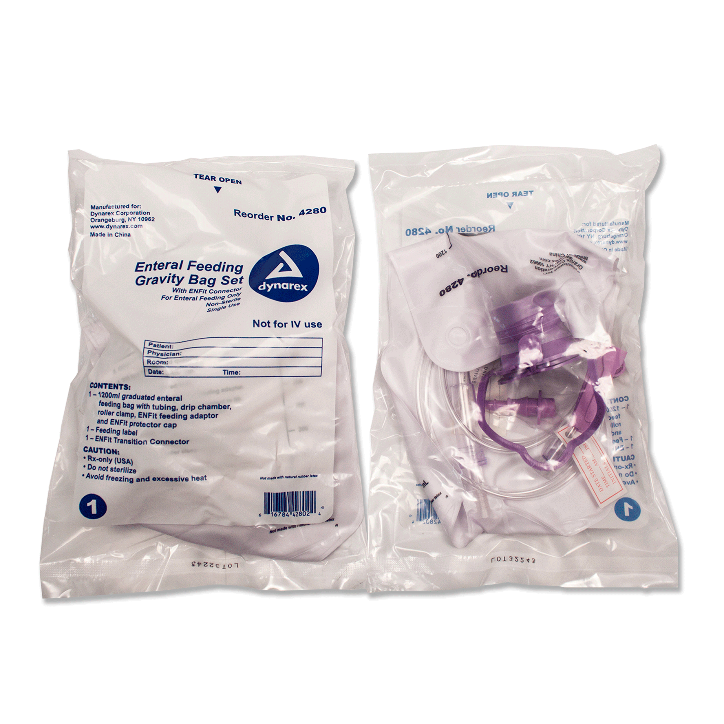 Enteral Delivery Gravity Bag Set - w/ ENFit Connector