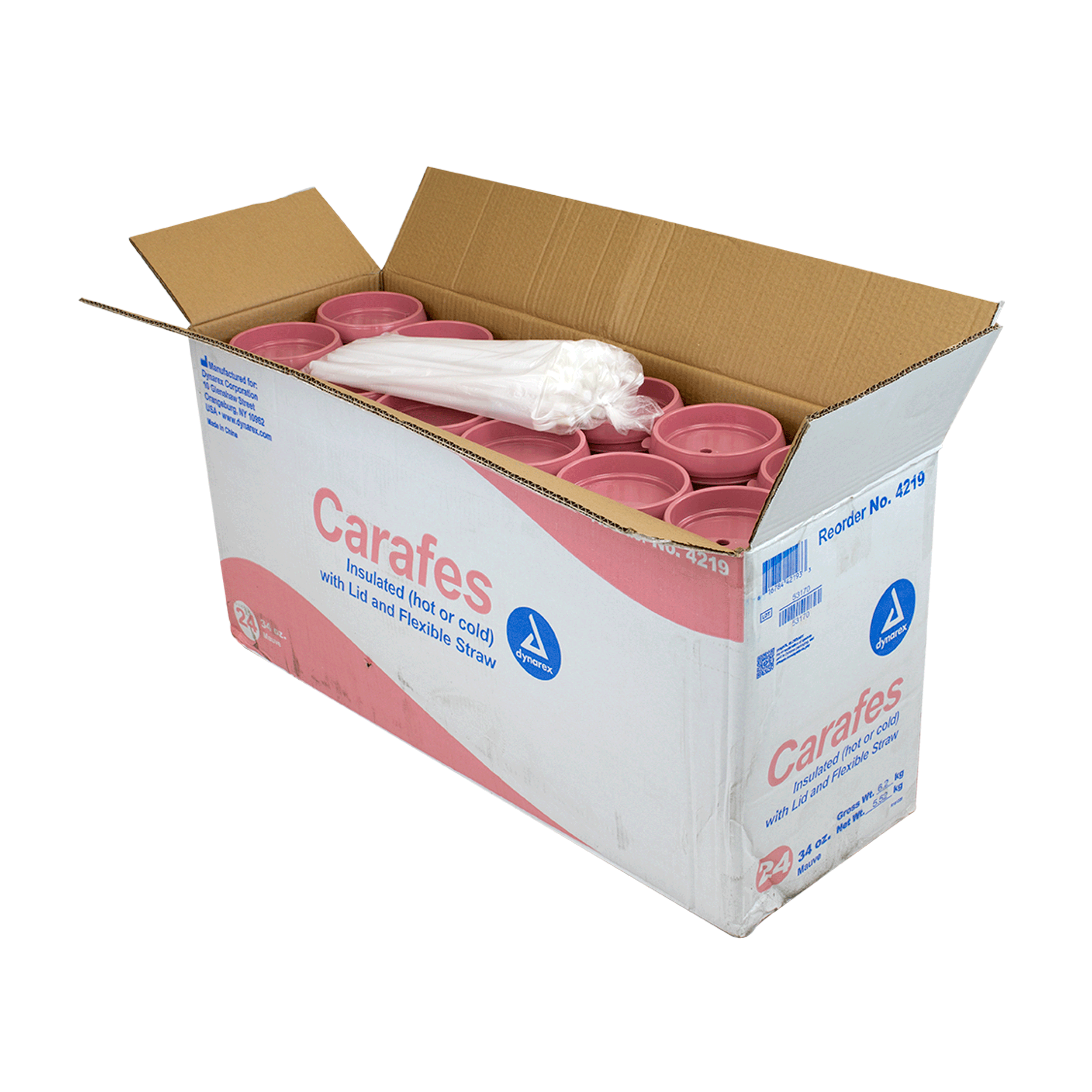 Carafe Insulated (hot or cold) w/ Lid and Flexible Straw,