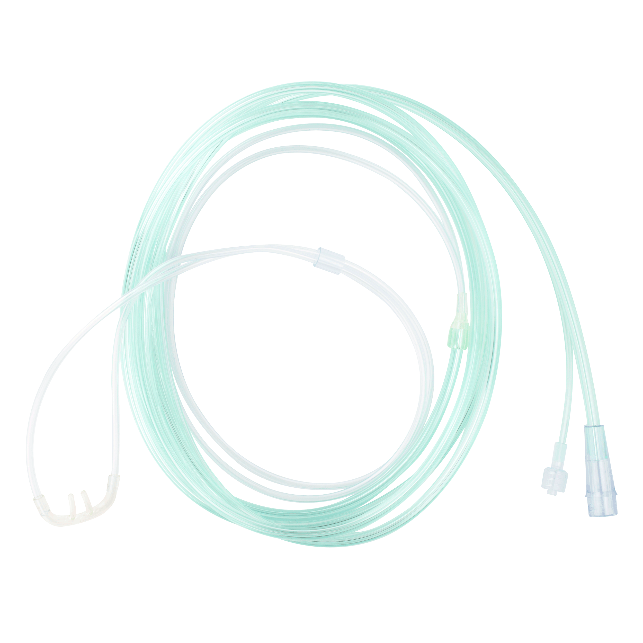 EtCO2 Nasal Sampling Cannula - 7ft (2.1m) Tubing w/ Male Luer Connector and Standard O2 Tubing Connector